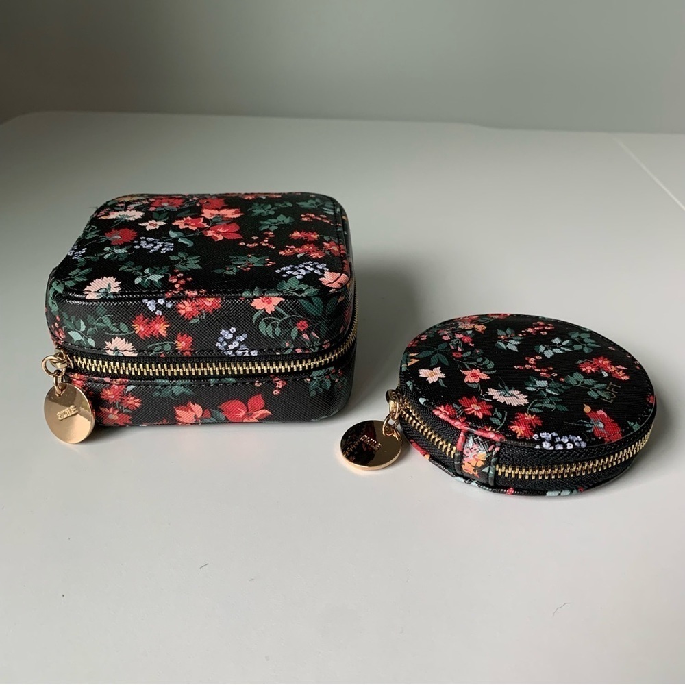 Ann Taylor LOFT Floral Jewelry Box with Mini Mirror